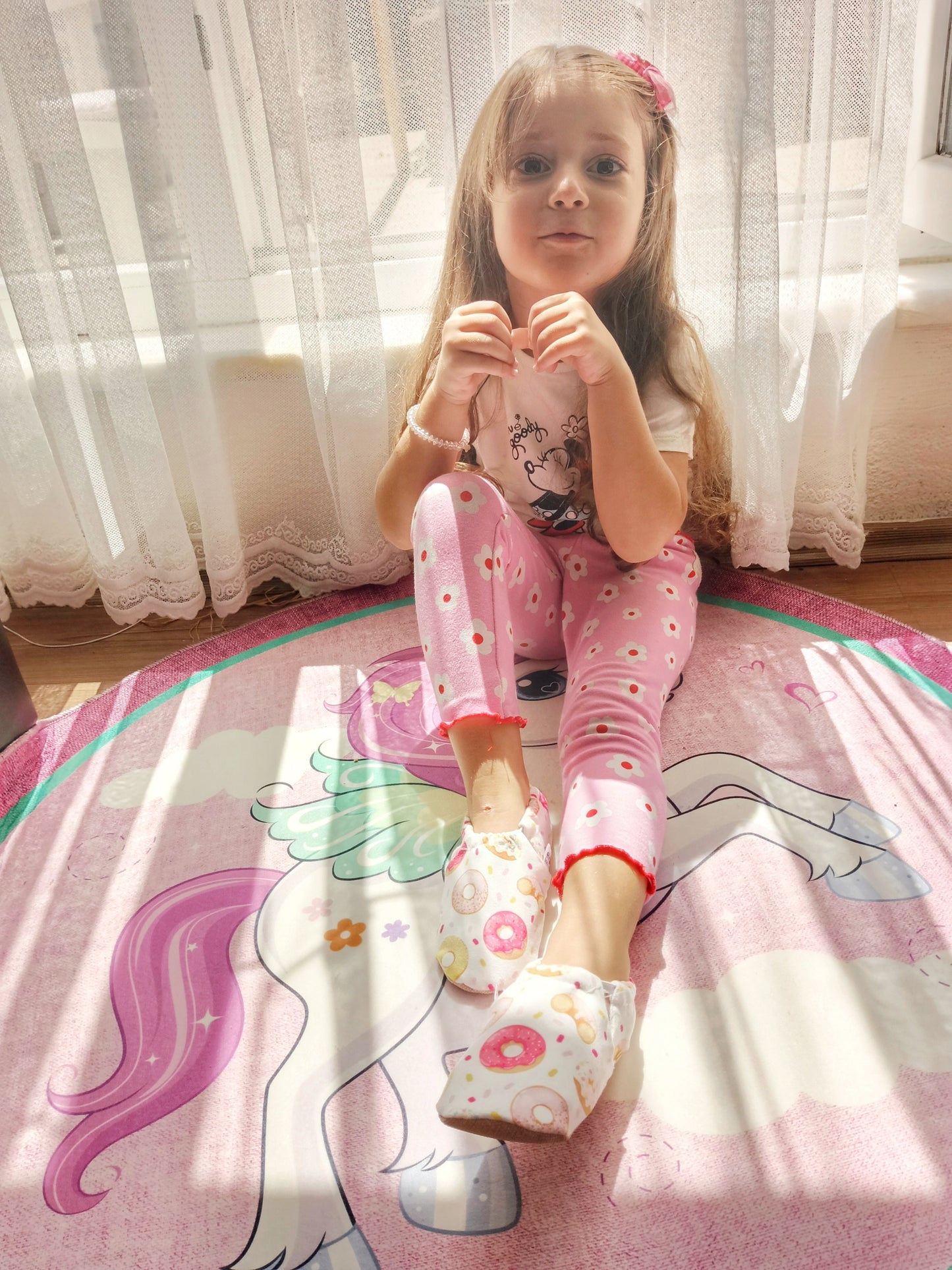 Ella Bonna Non-Slip Sole Doughnut Patterned Baby Booties, Home Boot Slippers Nursery Shoes