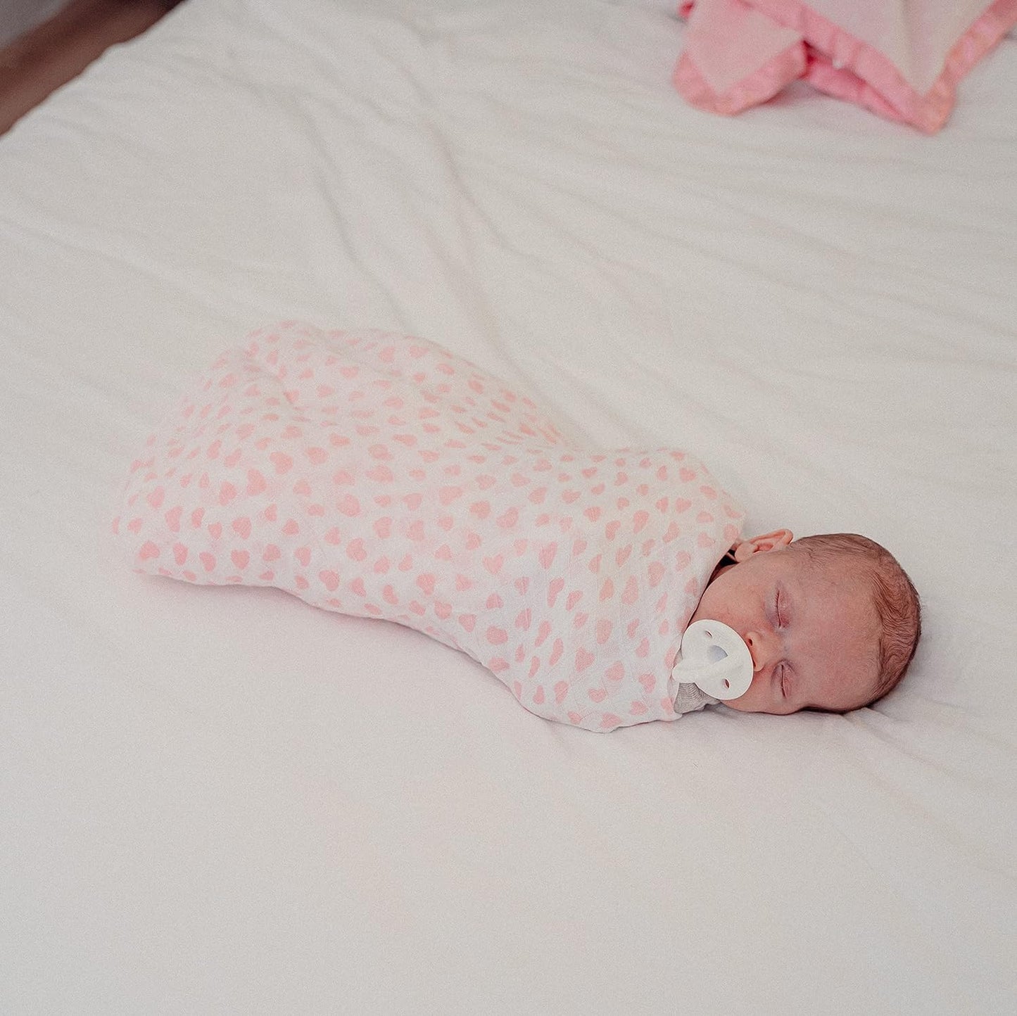 Muslin Swaddle Blankets 47” x 47” in Pink, 4 Pack