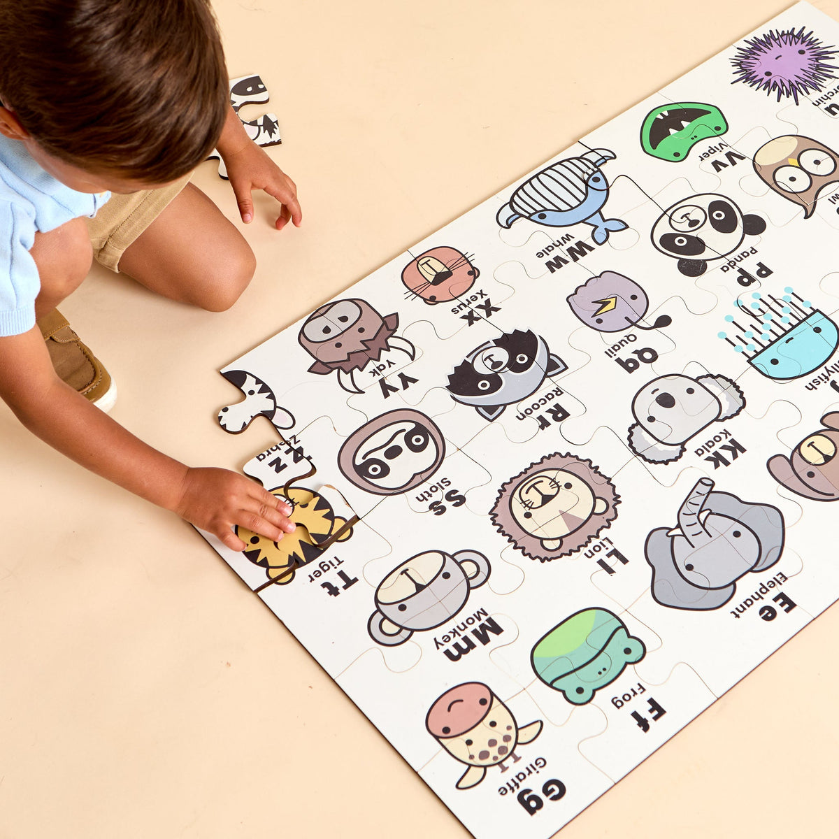 Kids ABC Animal Floor Puzzle – Educational Wooden Alphabet Puzzle for Toddlers & Preschoolers | Made in the USA 🇺🇸