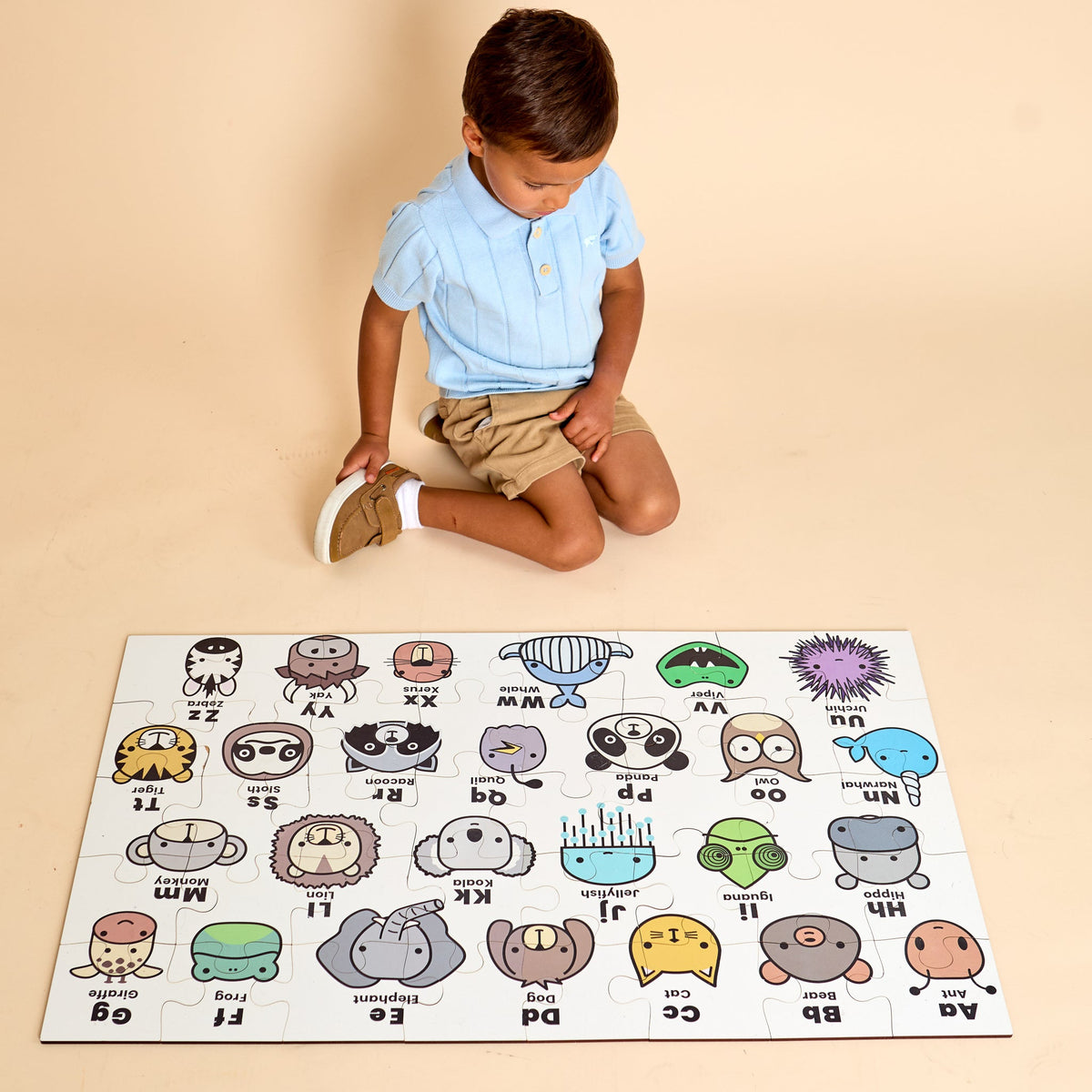 Kids ABC Animal Floor Puzzle – Educational Wooden Alphabet Puzzle for Toddlers & Preschoolers | Made in the USA 🇺🇸