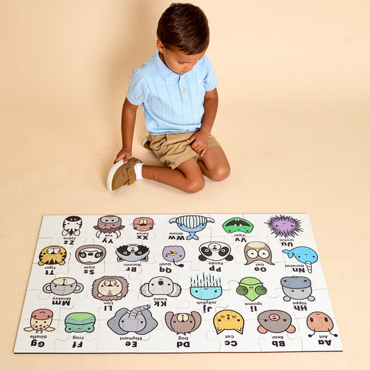 Kids ABC Animal Floor Puzzle – Educational Wooden Alphabet Puzzle for Toddlers & Preschoolers | Made in the USA 🇺🇸