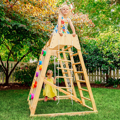Magnolia 7-in-1 Real Wood Playset | Indoor & Outdoor Climbing Gym for Kids