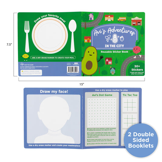 Avi's Adventures In The City Reusable Sticker Book + Marker Set (ages 3+)