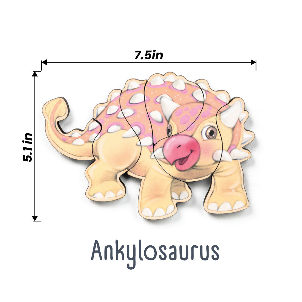 Dinosaur Magnetic Wooden Puzzle Set with Cotton Bag | Made in the USA 🇺🇸