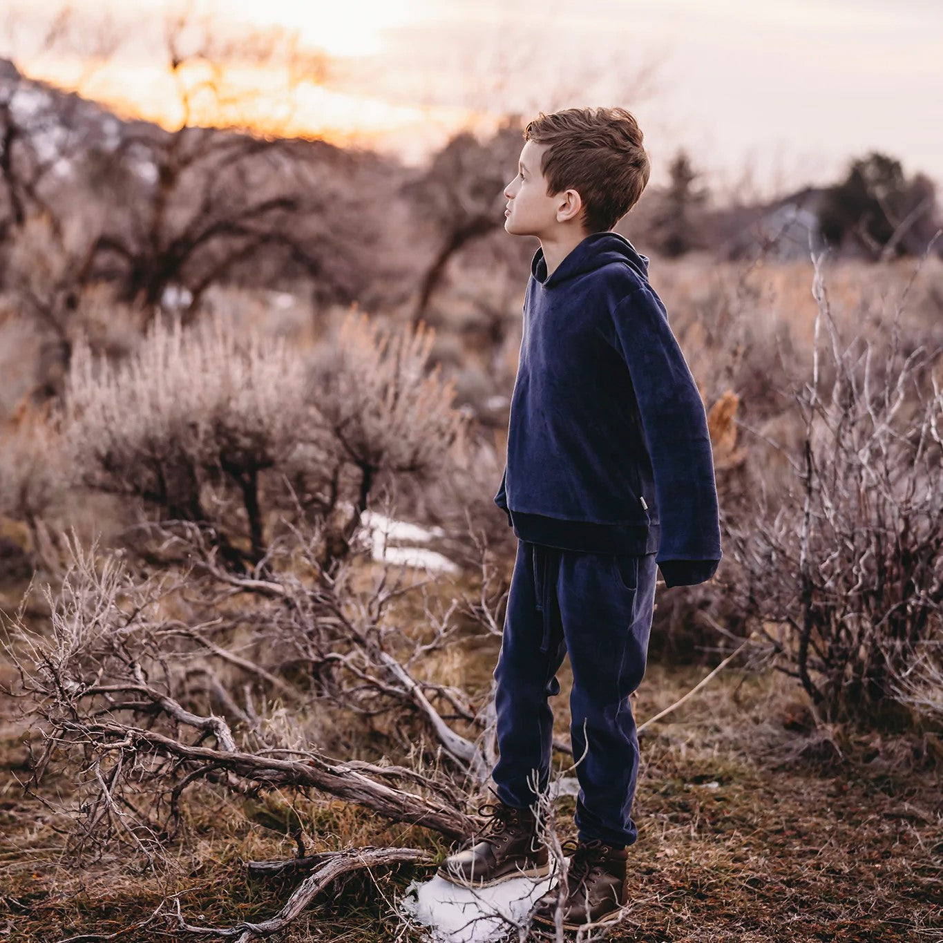 Deep Navy Velvet Futter Sweatshirt and Pant Set