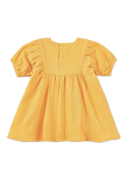 Dress with Puff Sleeves - Mustard