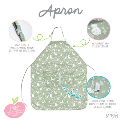 Forest Friends Apron - fits sizes youth small through adult 2XL