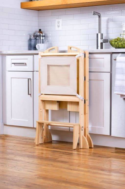 Plum 3-in-1 Foldable Kitchen Tower, Step Stool & Chalkboard for Toddlers