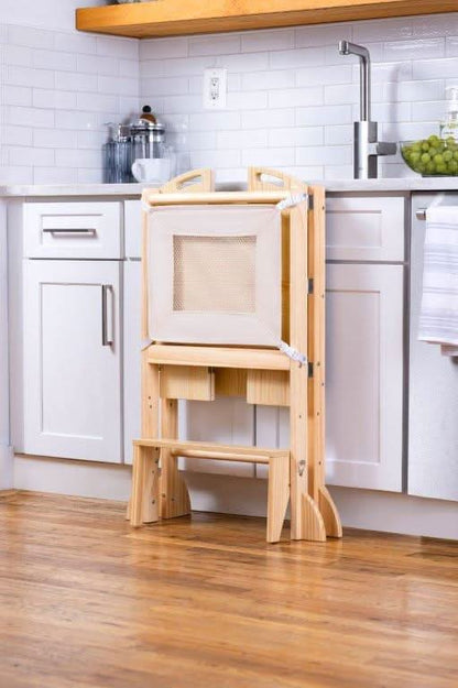 Plum 3-in-1 Foldable Kitchen Tower, Step Stool & Chalkboard for Toddlers
