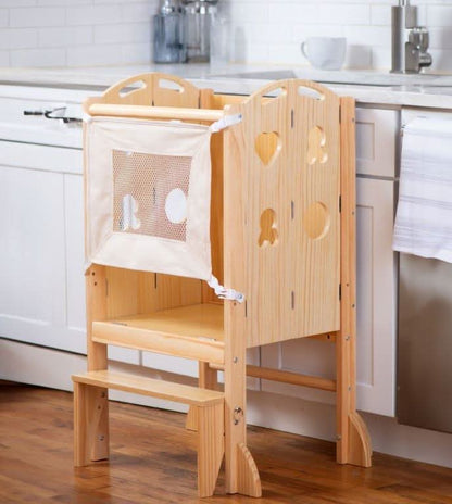 Plum 3-in-1 Foldable Kitchen Tower, Step Stool & Chalkboard for Toddlers