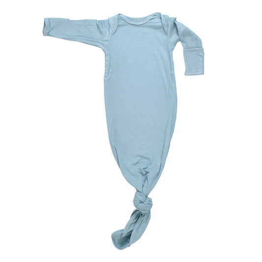 Blue Bird Ribbed Knotted Newborn Gown