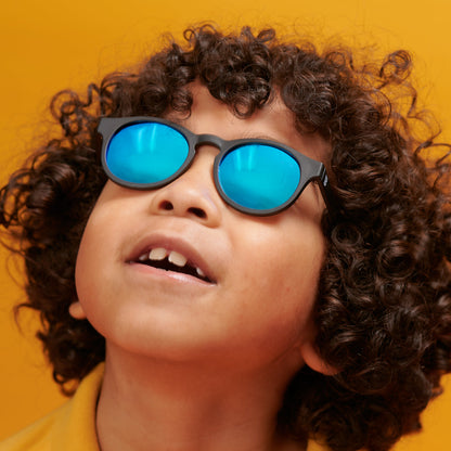 Jet Black Keyhole | Polarized Cobalt Blue Mirrored Lenses