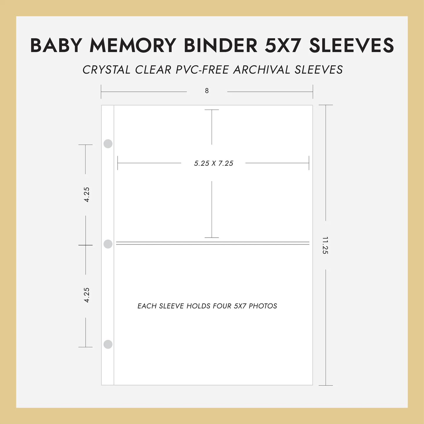 Baby Memory Binder Refill Sleeves (for 5x7 Photos) Set Of 10