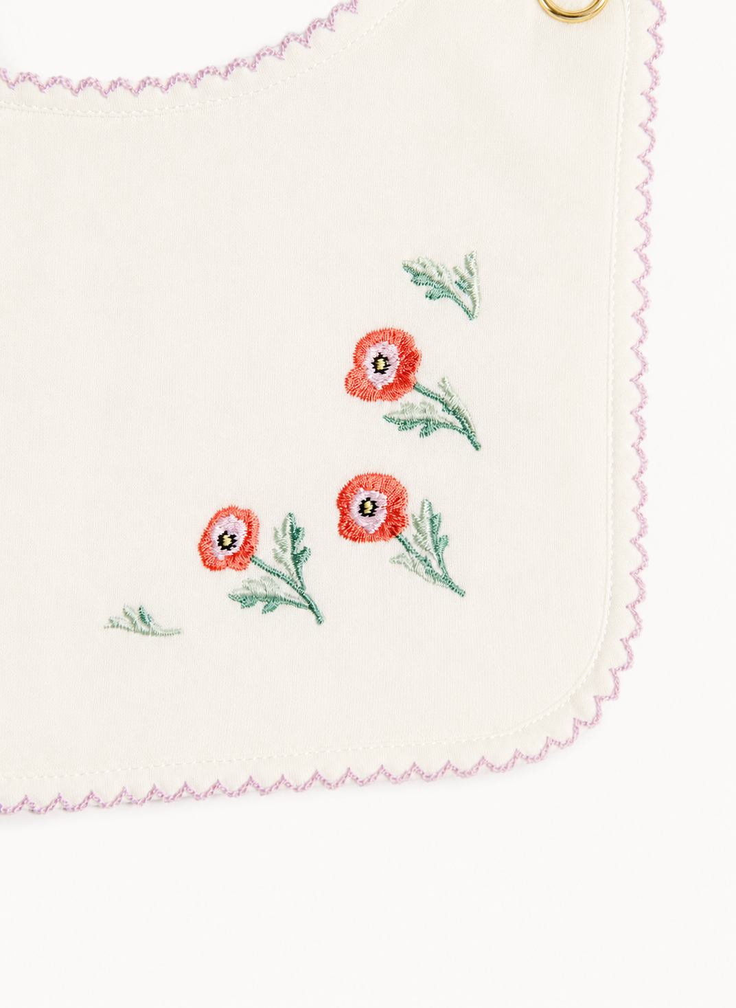 Classic Baby Bib - Embroidered Poppy