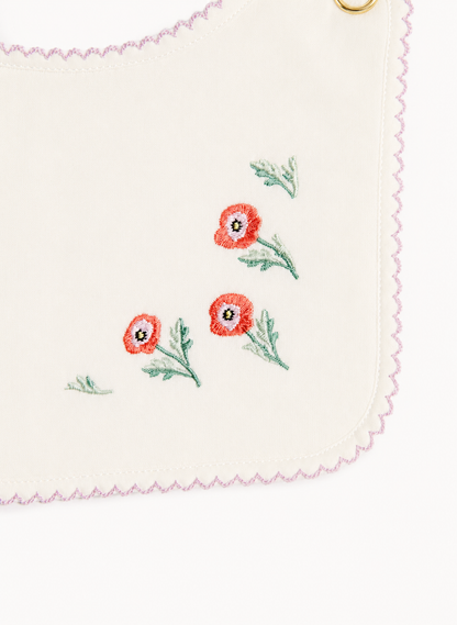 Classic Baby Bib - Embroidered Poppy