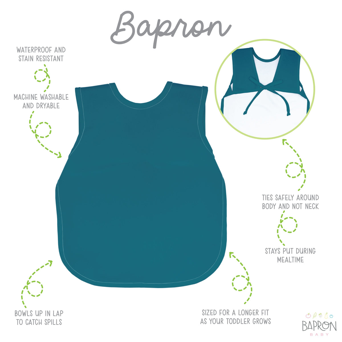 Solid Teal Minimalist Bapron