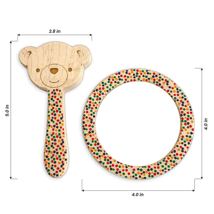 Printed Bear Single-Piece Rattle and Matching Mirror | Made in the USA 🇺🇸