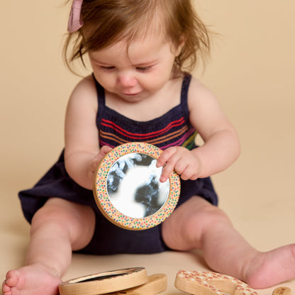 Printed Bear Single-Piece Rattle and Matching Mirror | Made in the USA 🇺🇸