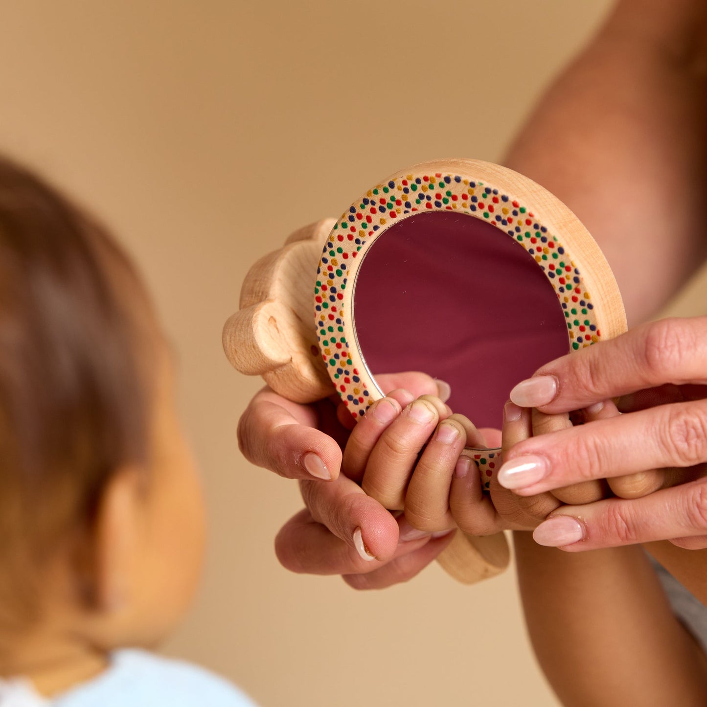 Printed Bear Single-Piece Rattle and Matching Mirror | Made in the USA 🇺🇸
