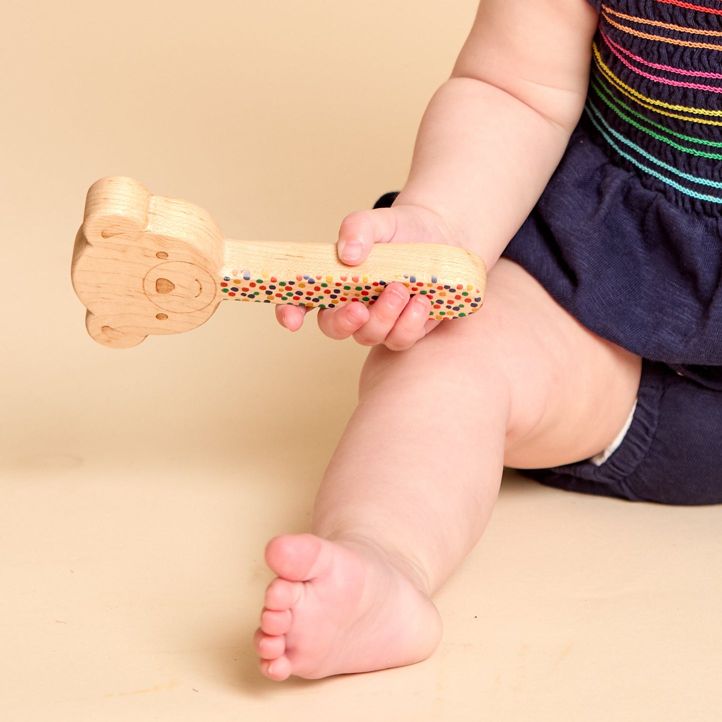 Printed Bear Single-Piece Rattle and Matching Mirror | Made in the USA 🇺🇸