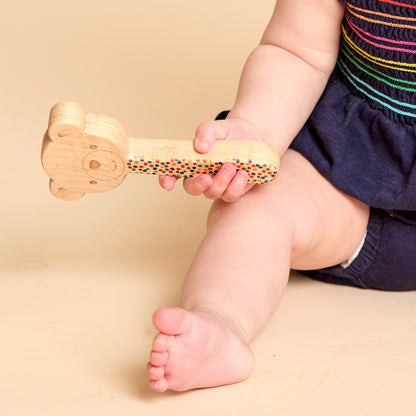 Printed Bear Single-Piece Rattle and Matching Mirror | Made in the USA 🇺🇸