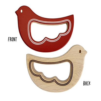 Solid Maple Wood Bird Rattle & Teether (Brick Red) – Natural Wooden Baby Toy | Made in the USA 🇺🇸