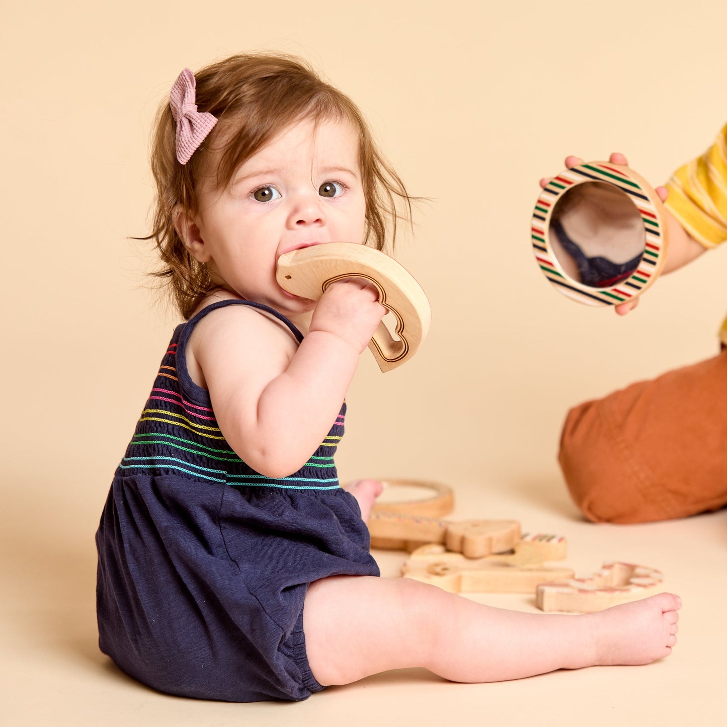 Solid Maple Wood Bird Rattle & Teether (Brick Red) – Natural Wooden Baby Toy | Made in the USA 🇺🇸