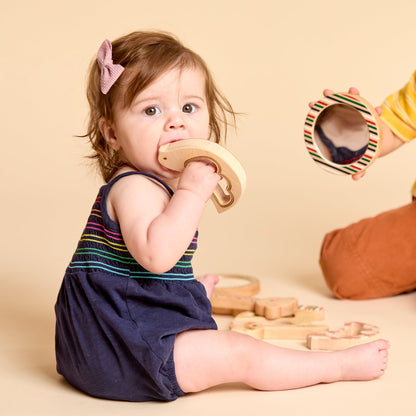 Solid Maple Wood Bird Rattle & Teether (Brick Red) – Natural Wooden Baby Toy | Made in the USA 🇺🇸