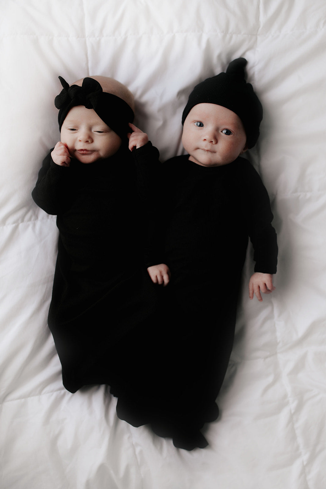 Black Ribbed Knotted Baby Gown