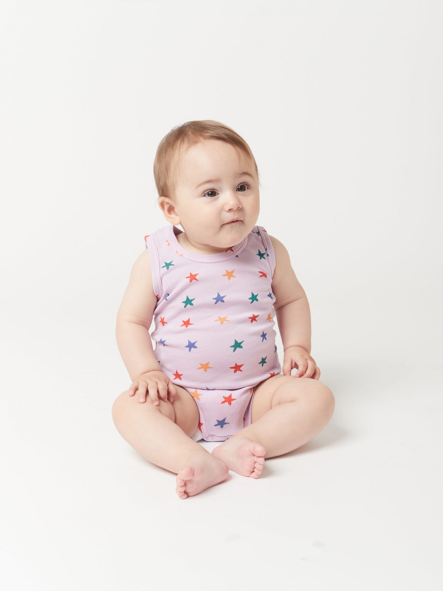 Multicolor Stars All Over Sleeveless Bodysuit