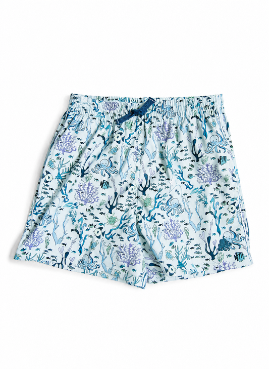 Boys Swim Short - Blue Coral Reef