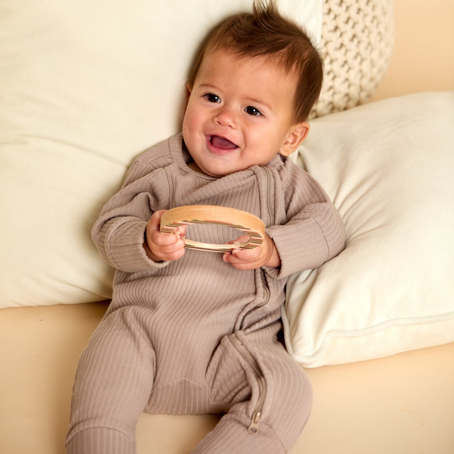 Printed Bunny Single-Piece Rattle and Matching Mirror | Made in the USA 🇺🇸