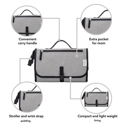 Portable Large Changing Pad in Solid Grey