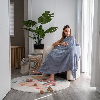 Muslin Swaddle Blankets 47” x 47” in Pacific Blue, Cedar, Sage, Blush, 4 Pack