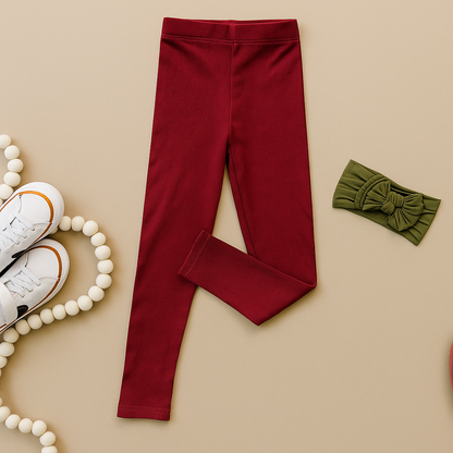 Ribbed Bamboo Leggings - Green or Red Christmas Coordinating