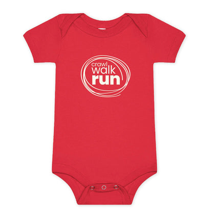 100% Airlume Combed, Ring-Spun Cotton Onesie  - Crawl Walk Run (Size 6-12 mo)