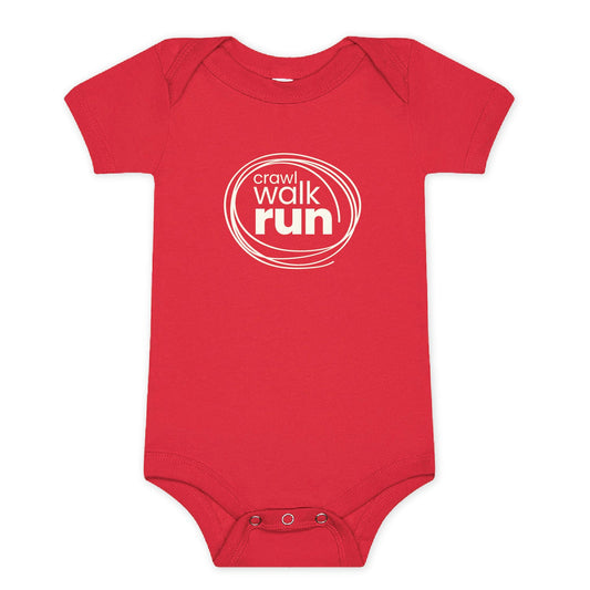 100% Airlume Combed, Ring-Spun Cotton Onesie  - Crawl Walk Run (Size 6-12 mo)