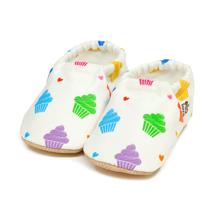 Ella Bonna Non-Slip Sole Cupcake Patterned Baby Booties, Home Boot Slippers Nursery Shoes