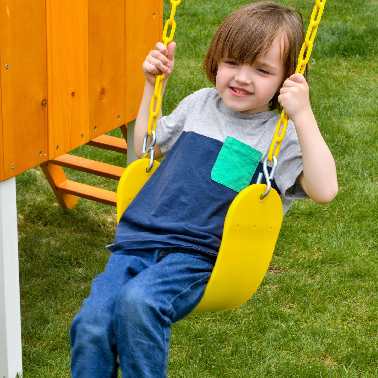 Forest Small Outdoor Toddler Swing Set | Compact Wooden Swing Frame for Babies & Kids