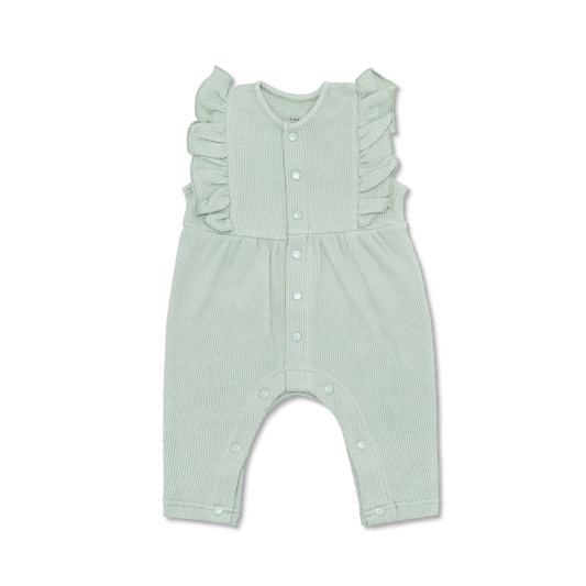 Waffle Ruffle Coverall - Sage