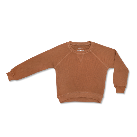 Waffle Crew Neck Sweatshirt - Caramel