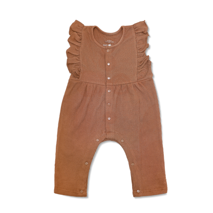 Waffle Ruffle Coverall - Caramel