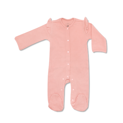 Waffle Ruffle Footie - Dusty Rose
