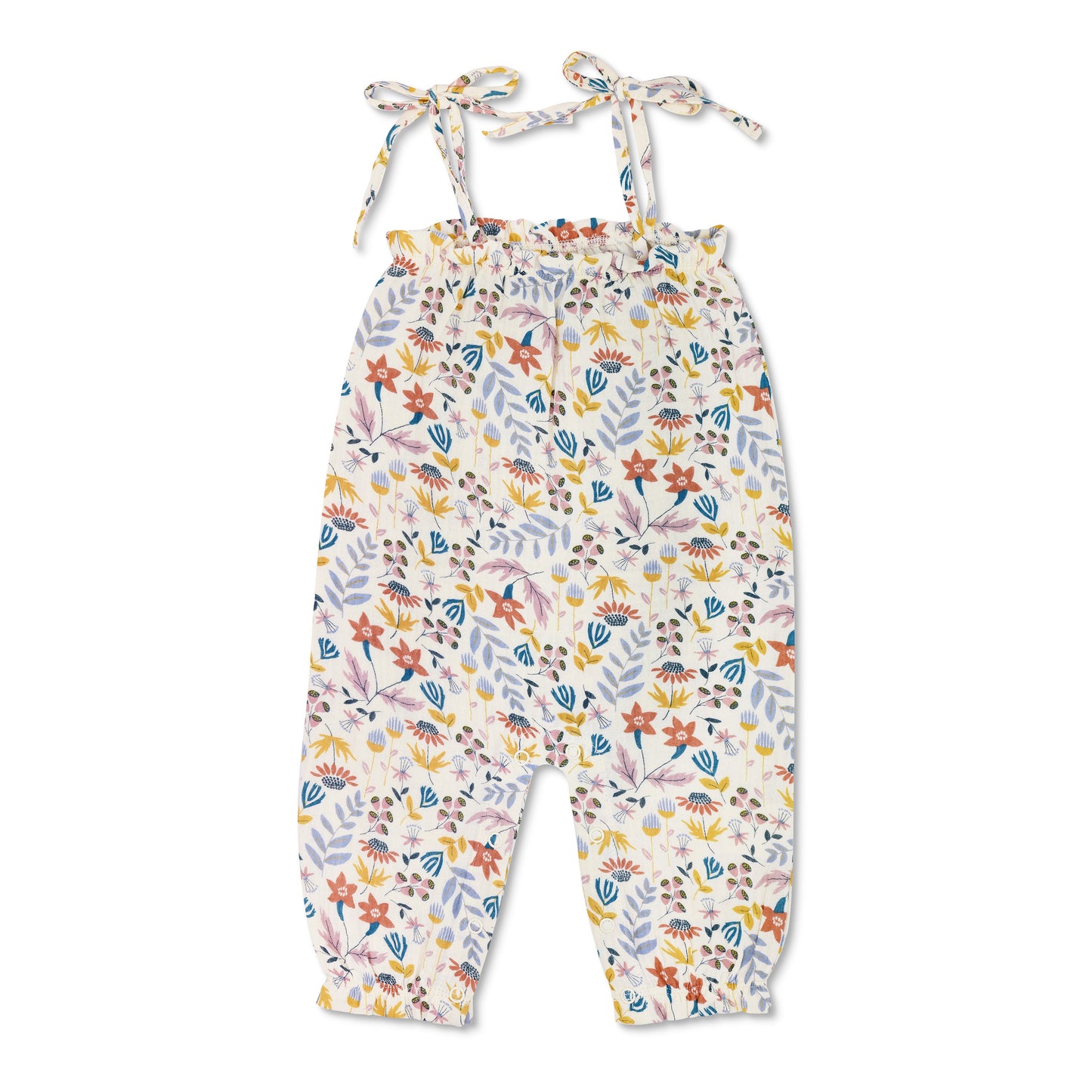 Muslin Tie Shoulder Jumpsuit - Earthtone Floral