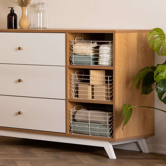 Central Park 3-drawer, Two Shelves Nursery Dresser