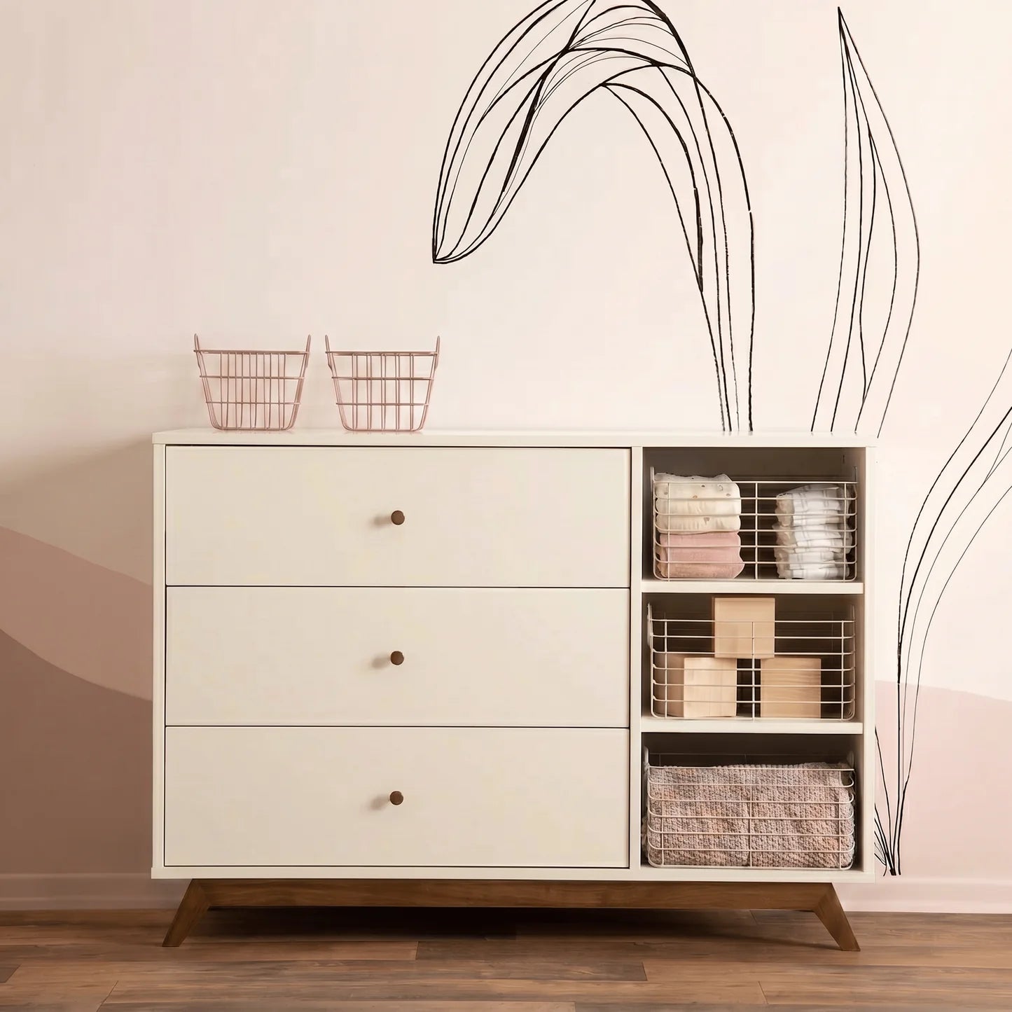 Central Park 3-drawer, Two Shelves Nursery Dresser