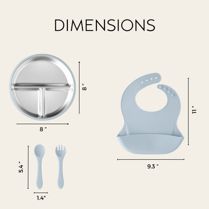 Stainless Steel Baby Feeding Set 6+ Months - Baby Blue
