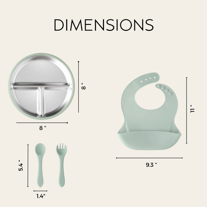 Stainless Steel Baby Feeding Set 6+ Months- Sage Green