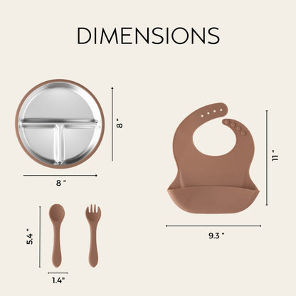 Stainless Steel Baby Feeding Set 6+ Months - Mocha Mousse