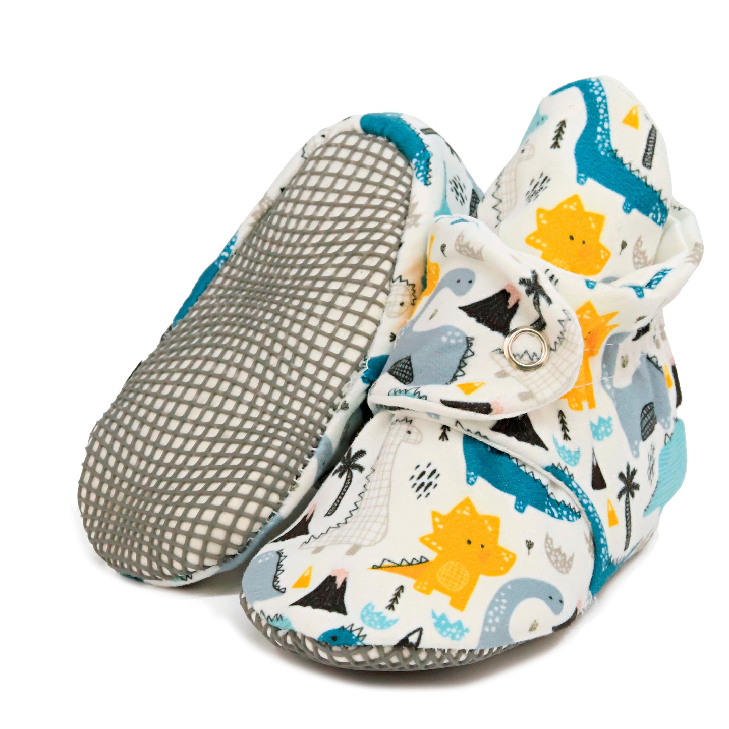 Organic Cotton Baby Booties, Non-Slip Sole, Cotton Newborn Booties Home Nursery Shoes, Dinosaur